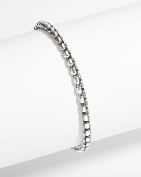 Beck Round Box Chain Bracelet in Oxidized Sterling Silver